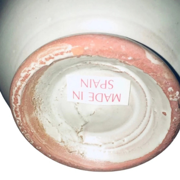 Vintage Made in Spain Drip Glaze Spout Ceramic Fluted Spitoon Vase - Picture 8 of 8